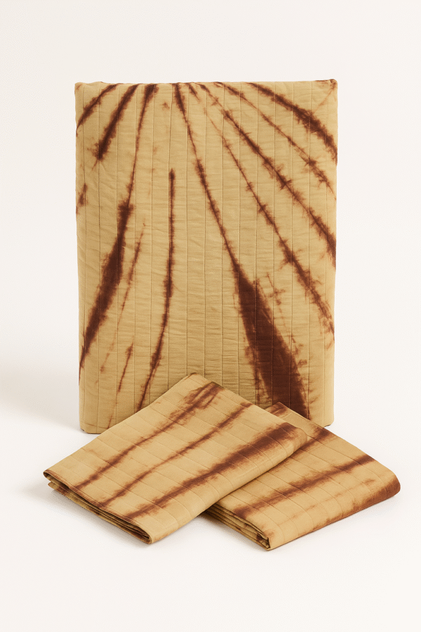 Brown & Beige Spiral Tie-Dye Cotton Bedsheet 1 Brown & Beige Spiral Tie-Dye Cotton Bedsheet with 2 Pillow Covers