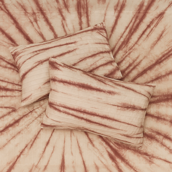Brown & Beige Spiral Tie-Dye Cotton Bedsheet 2 Brown & Beige Spiral Tie-Dye Cotton Bedsheet with 2 Pillow Covers