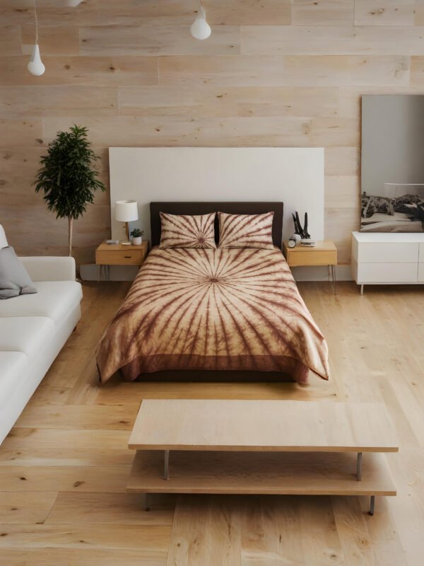 Brown & Beige Spiral Tie-Dye Cotton Bedsheet Brown & Beige Spiral Tie-Dye Cotton Bedsheet with 2 Pillow Covers