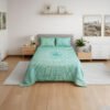 Mint Green Spiral Tie-Dye Bedsheet Set with Pillow Covers – Premium Cotton
